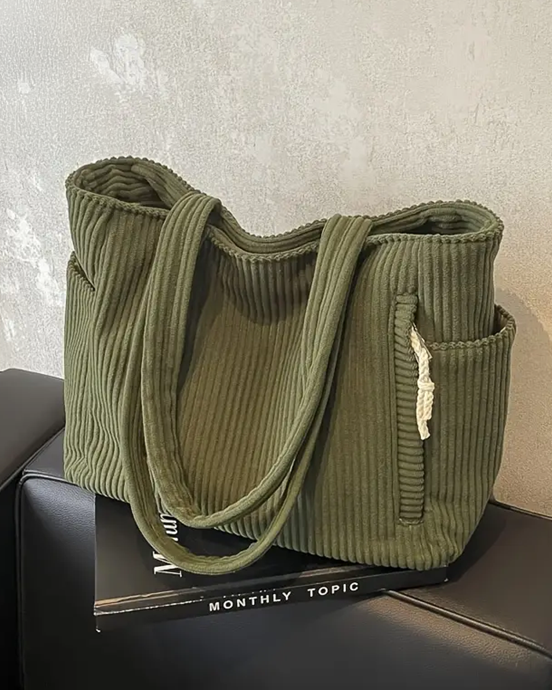 Tilda – Bag with Ribbed Pattern and Rope Details