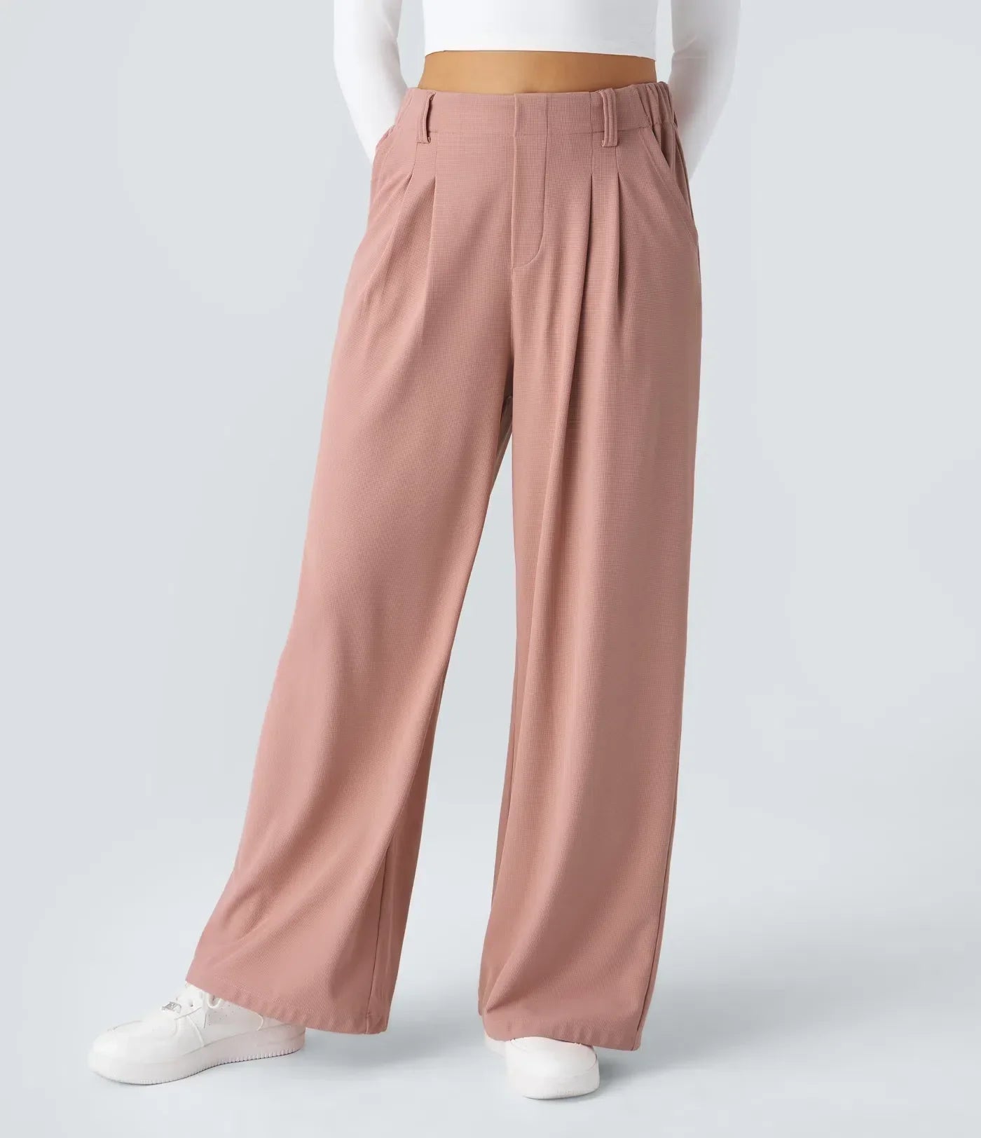 Halara Flex™ High-Waisted Work Pants with Wide Side Pockets, Made from Waffle Fabric