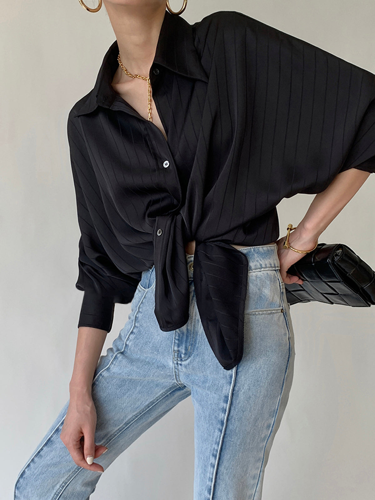 Charlotte Button-Up Collar Shirt, Oversized