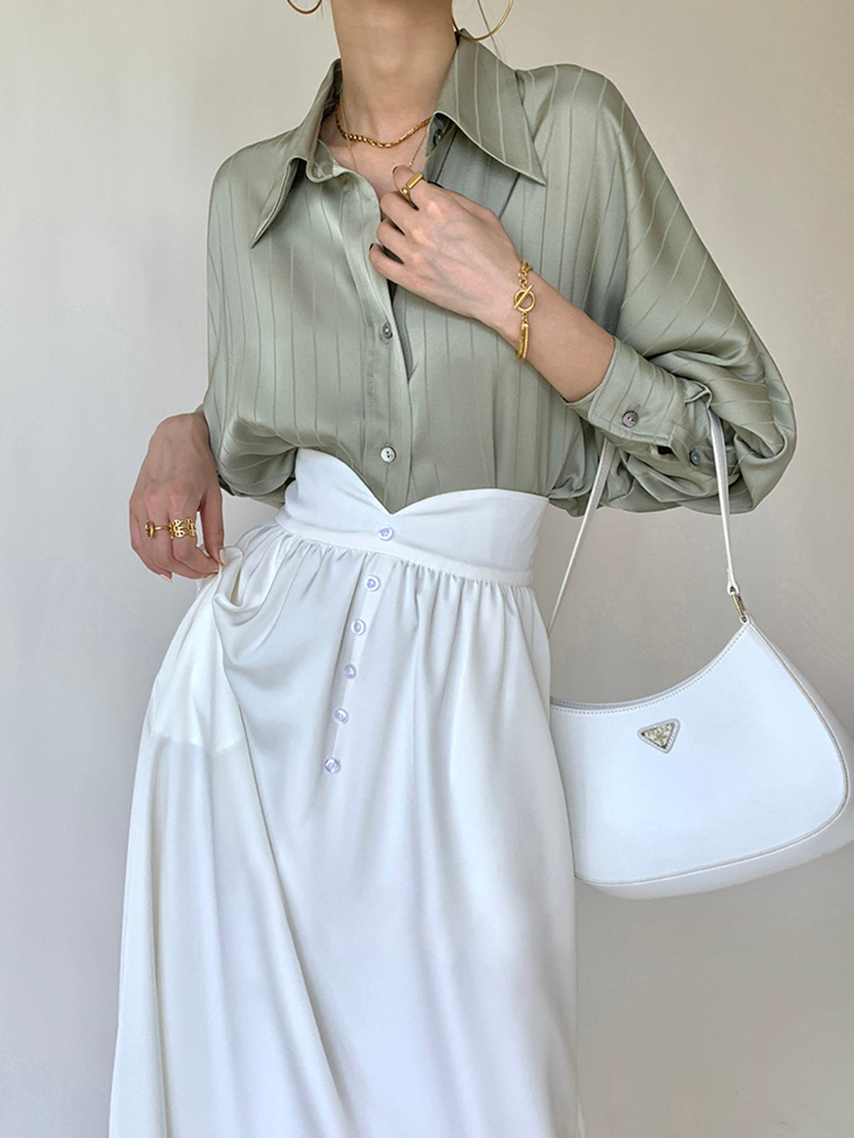Charlotte Button-Up Collar Shirt, Oversized