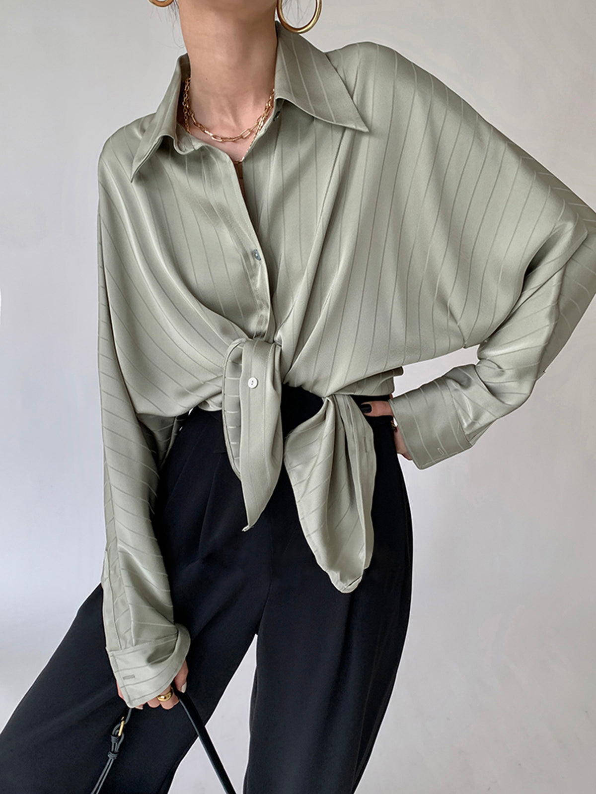 Charlotte Button-Up Collar Shirt, Oversized