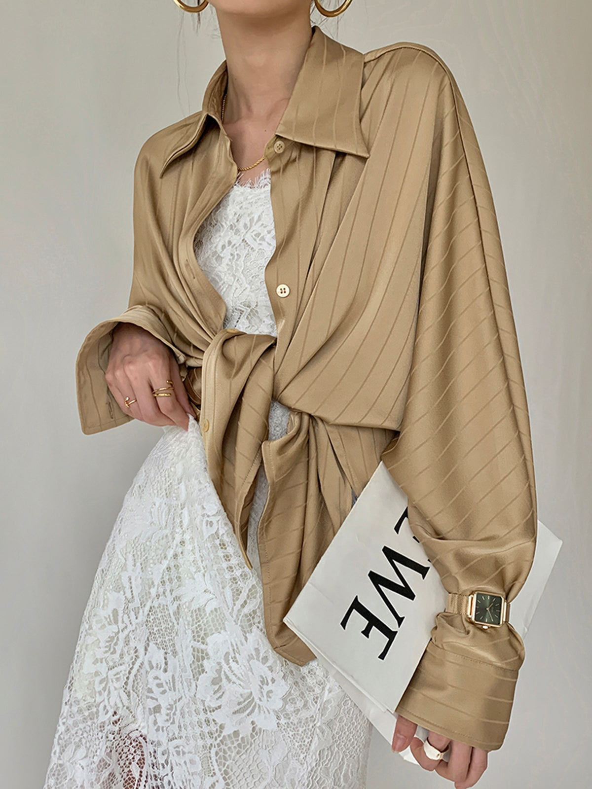 Charlotte Button-Up Collar Shirt, Oversized