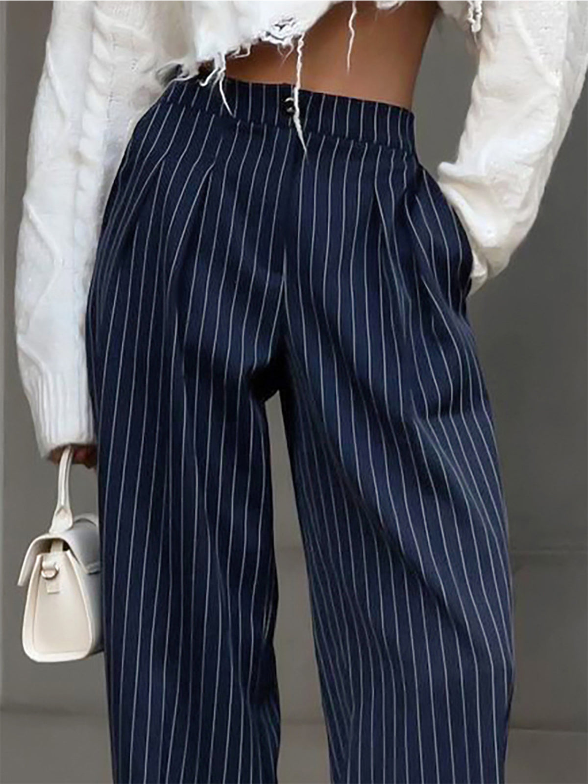 Wide Pleated Striped Pants