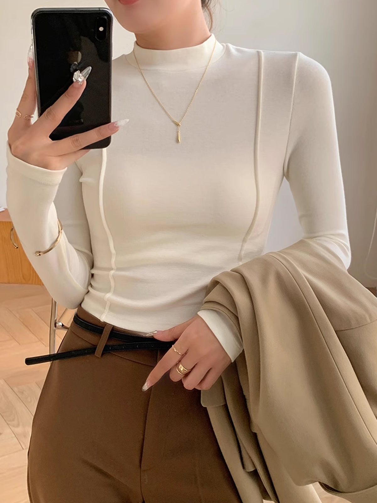 Simple Jersey Piping Blouse
