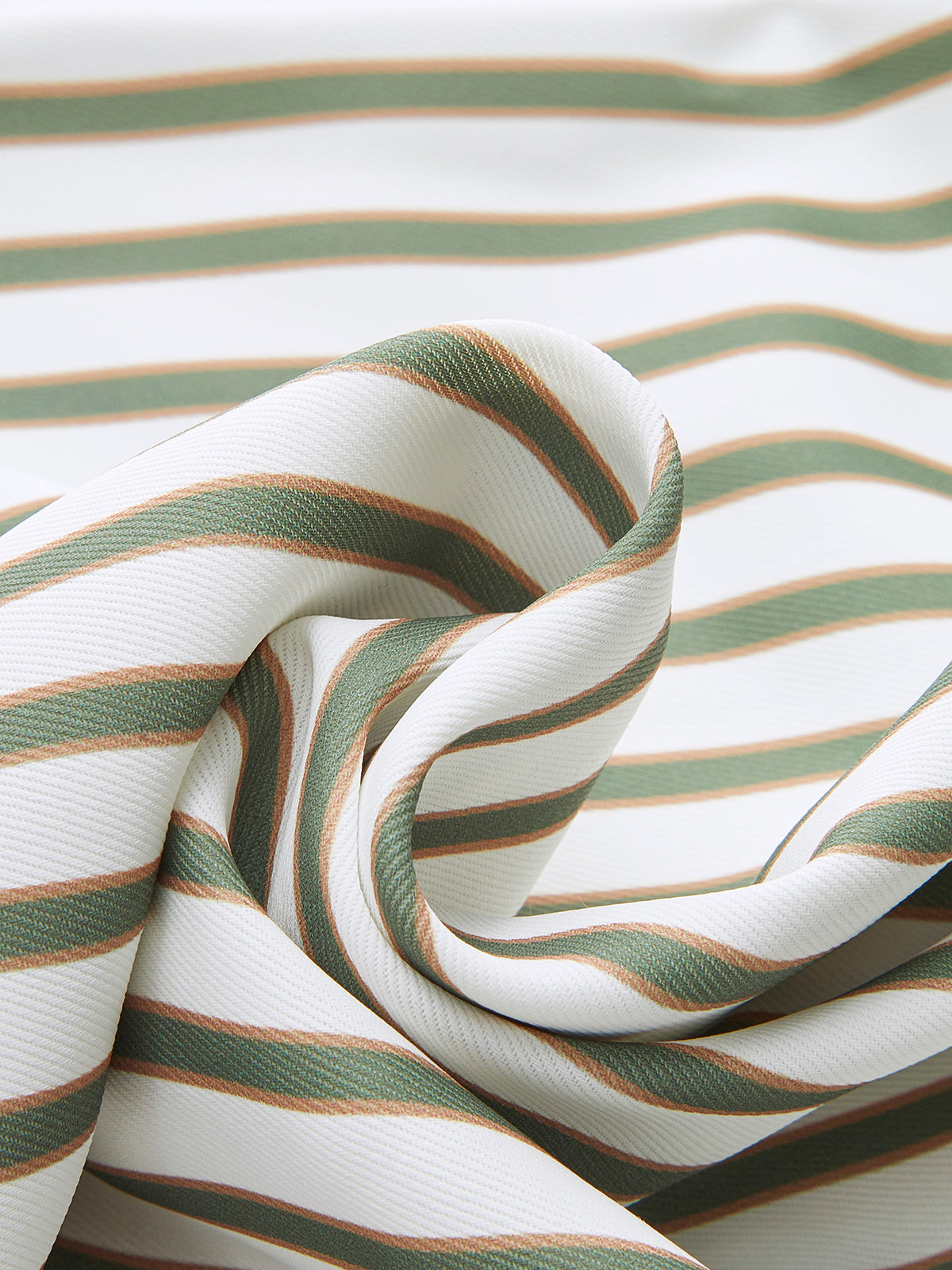 Metallic Striped Shirt with Round Collar and Belt