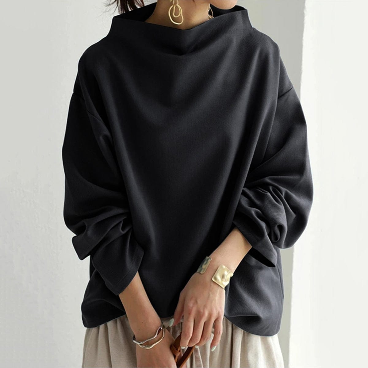 Elly | Soft Knit Top with High Collar