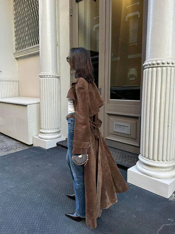Floriana - Elegant Suede Trench Coat