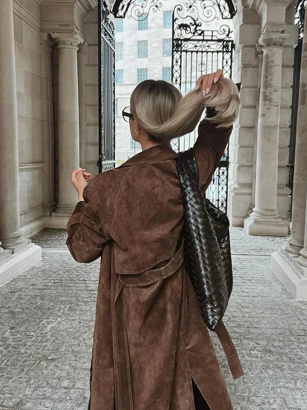 Floriana - Elegant Suede Trench Coat
