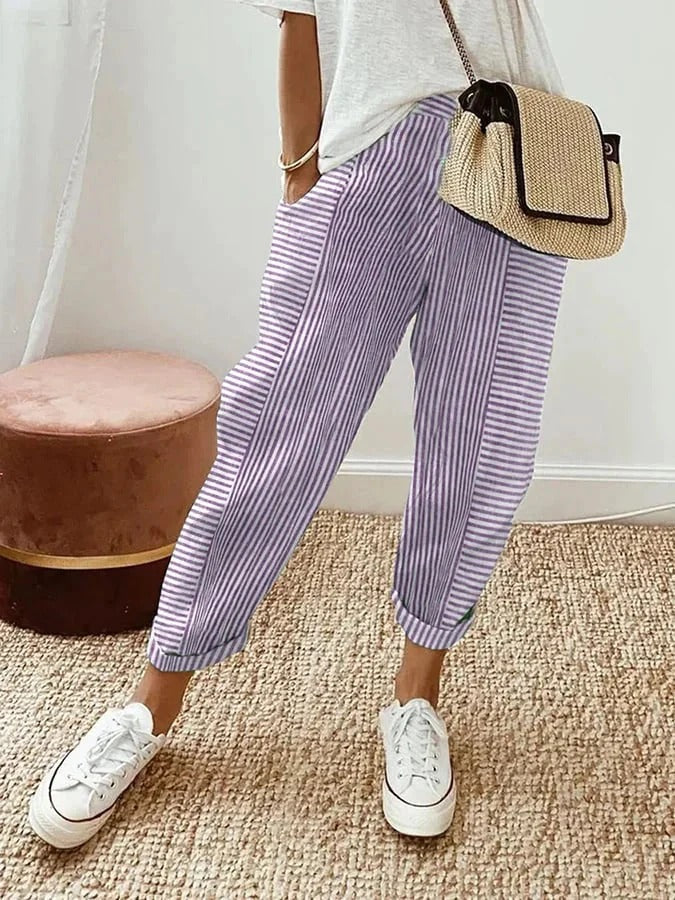 Emilia | Loose Cotton Striped Pants