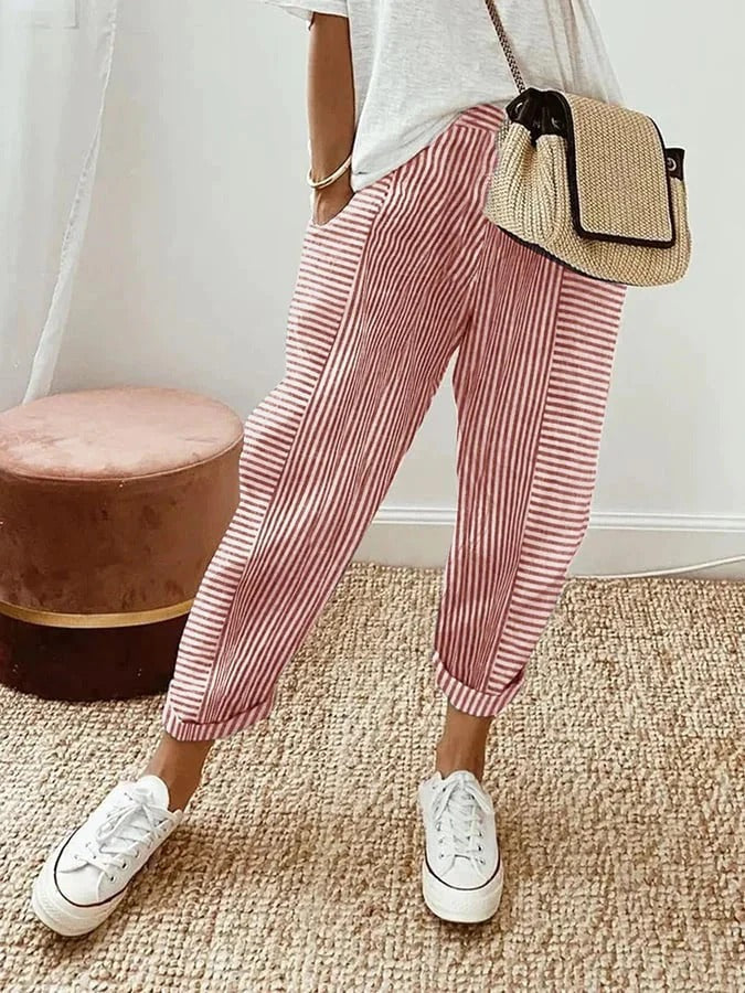 Emilia | Loose Cotton Striped Pants