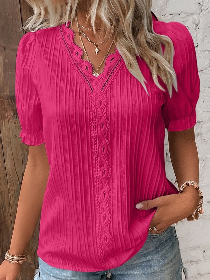 Jolene – Elegant Lace Blouse with V-Neck