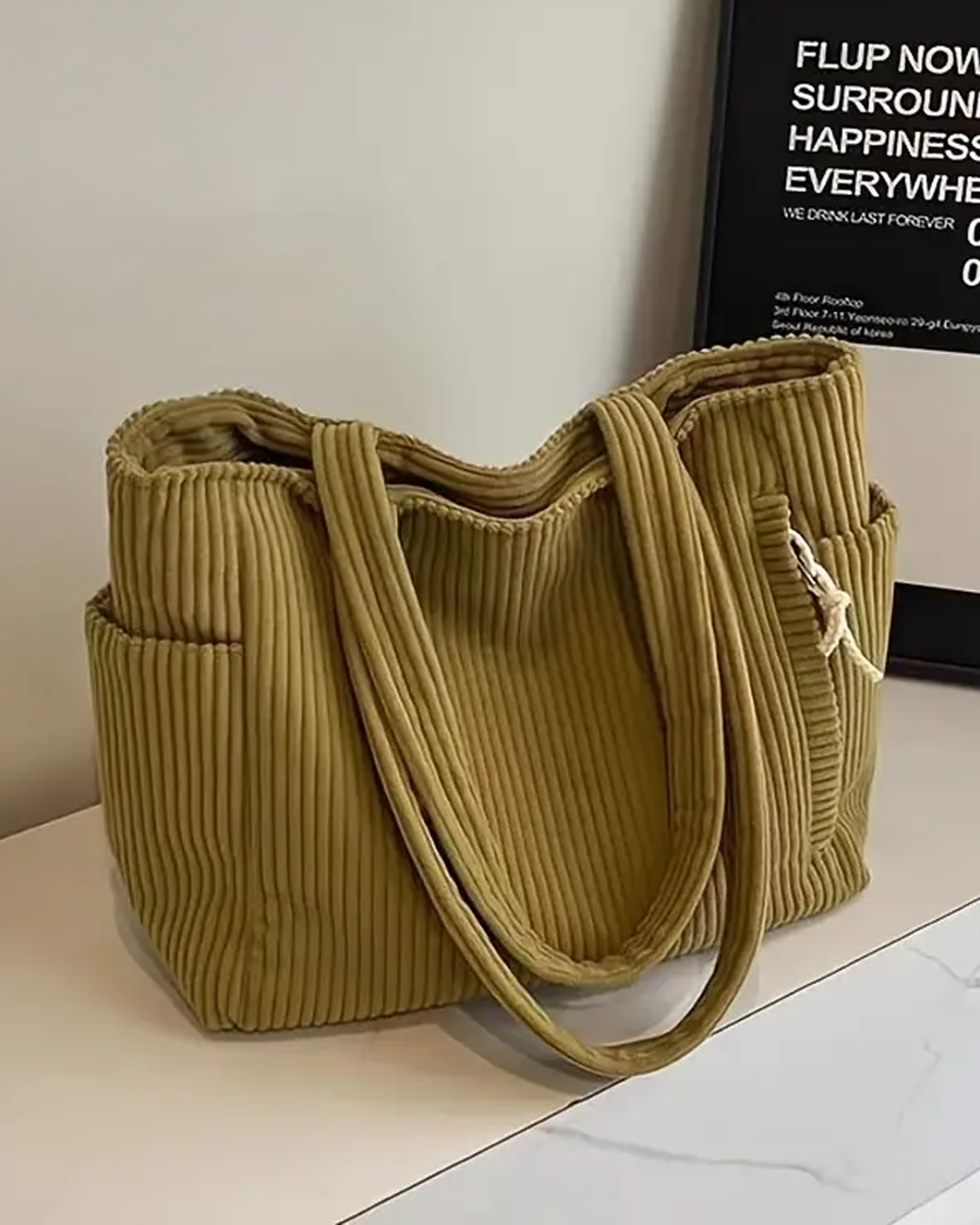 Tilda – Bag with Ribbed Pattern and Rope Details