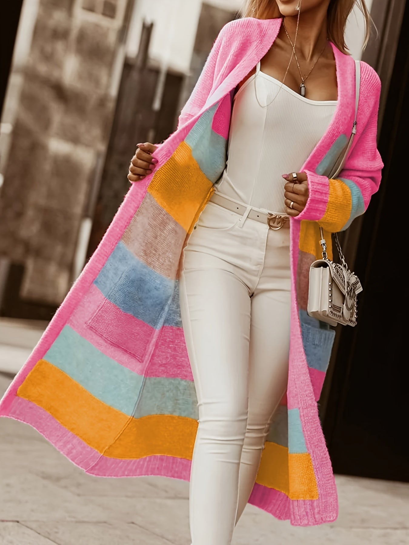Alros - Cardigan with Pastel Stripes