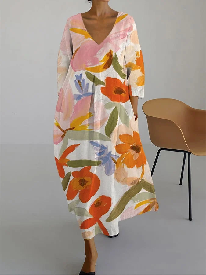 Isla – Floral Dress with V-Neck