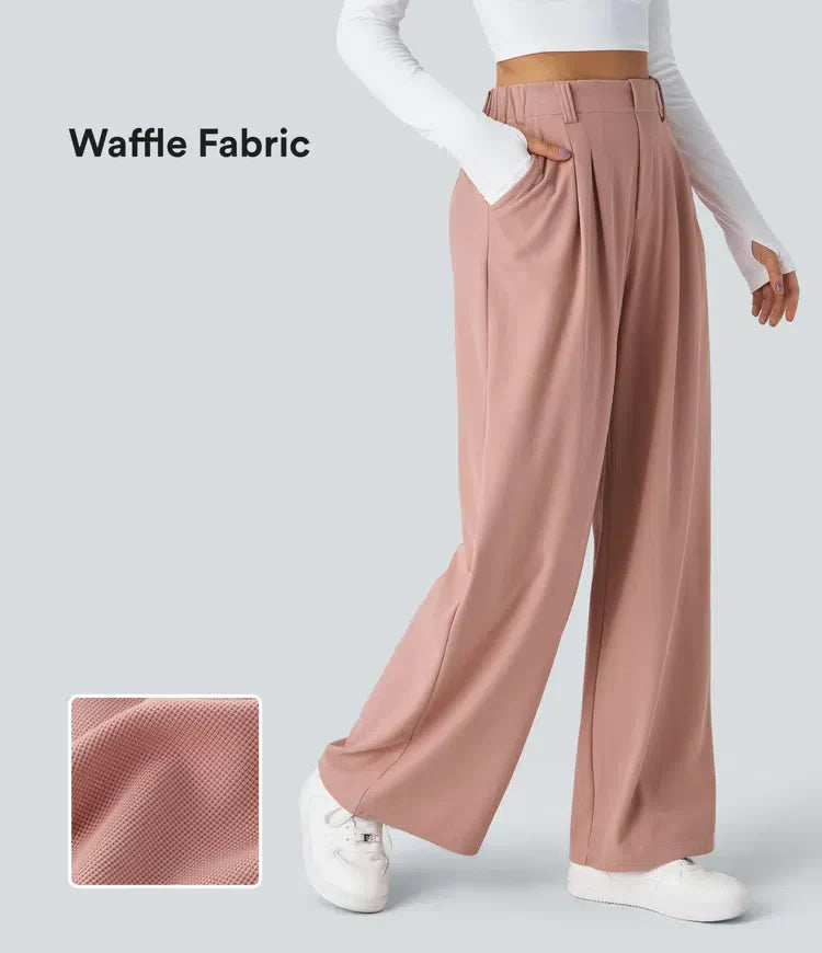 Halara Flex™ High-Waisted Work Pants with Wide Side Pockets, Made from Waffle Fabric