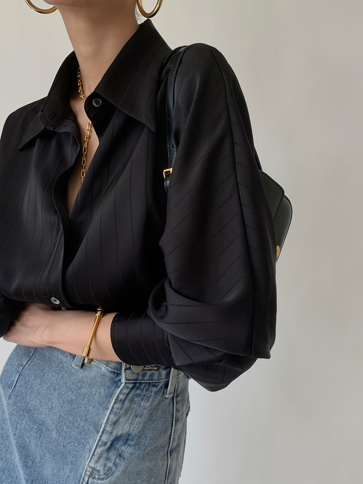 Charlotte Button-Up Collar Shirt, Oversized