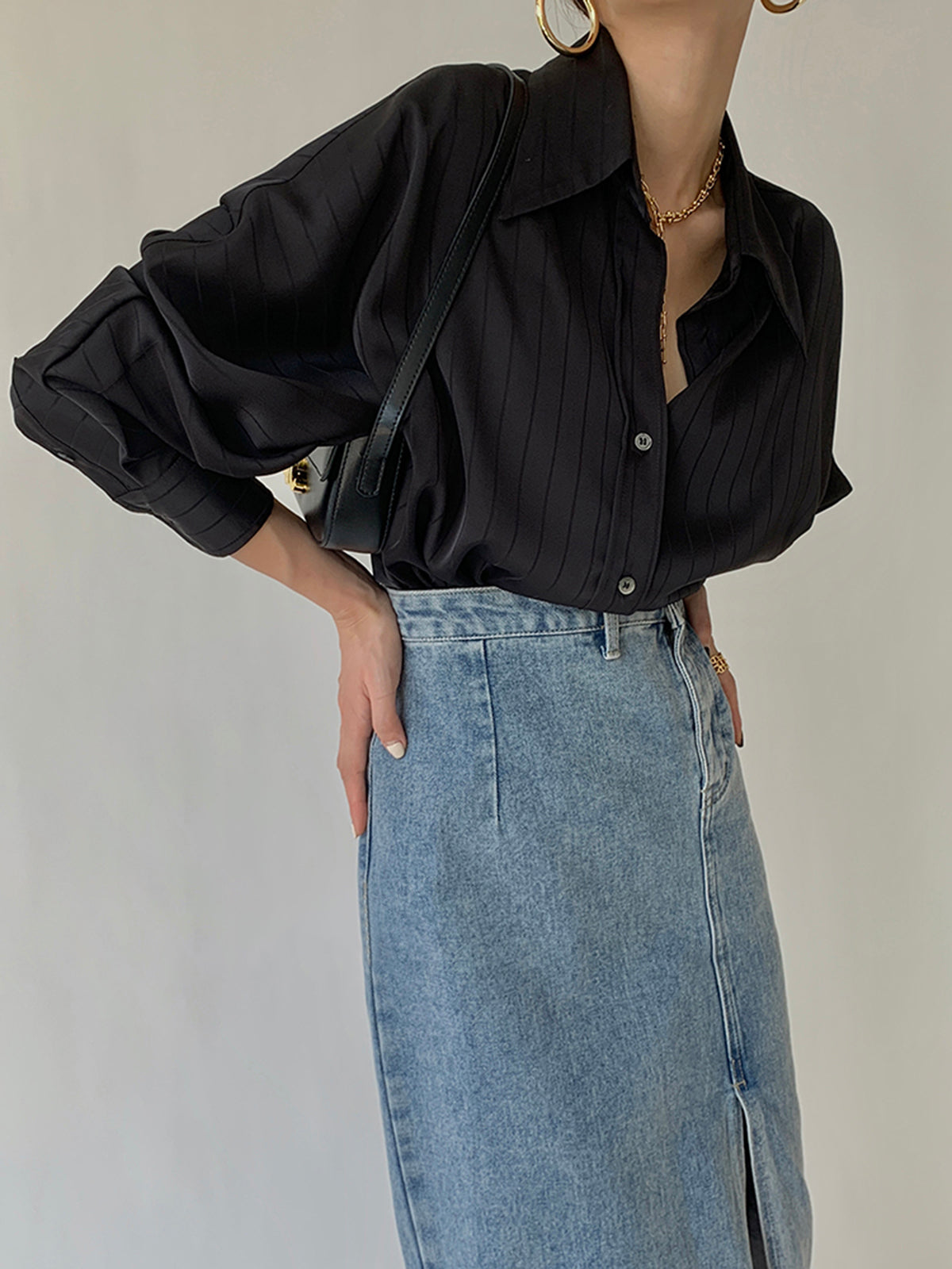 Charlotte Button-Up Collar Shirt, Oversized
