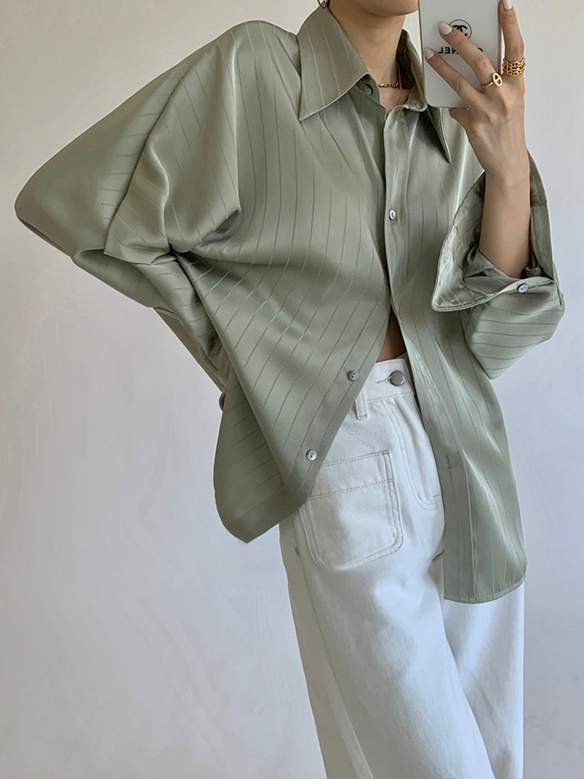 Charlotte Button-Up Collar Shirt, Oversized
