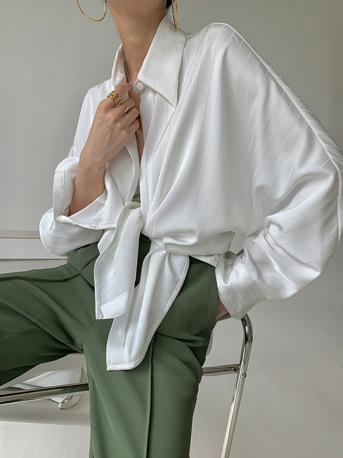 Charlotte Button-Up Collar Shirt, Oversized