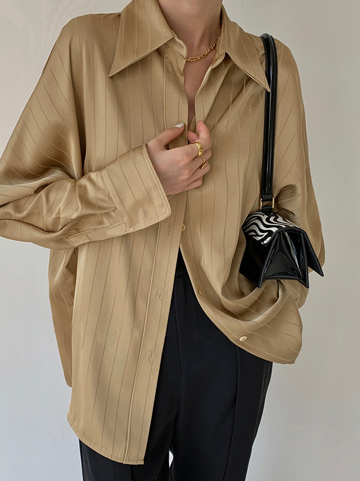 Charlotte Button-Up Collar Shirt, Oversized