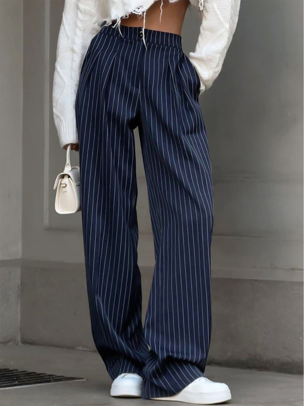Wide Pleated Striped Pants