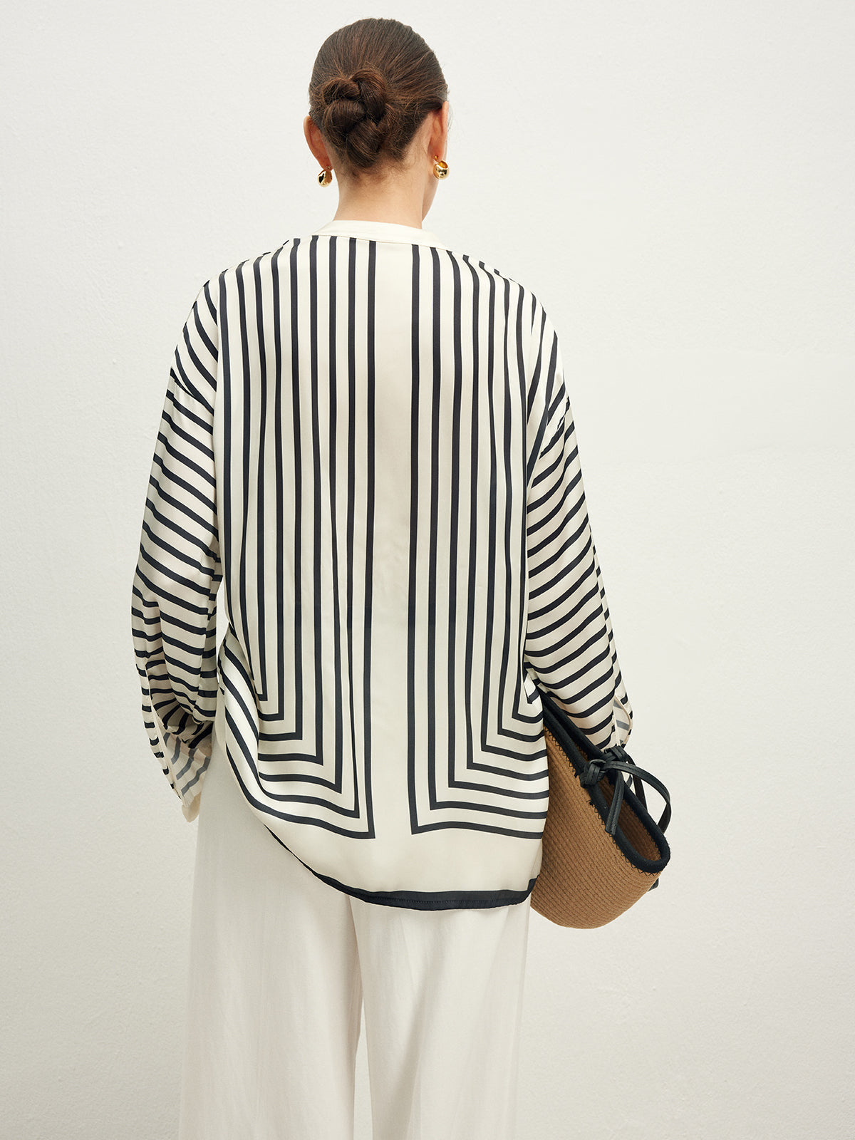 Cozy Shirt with Button and Satin Stripes