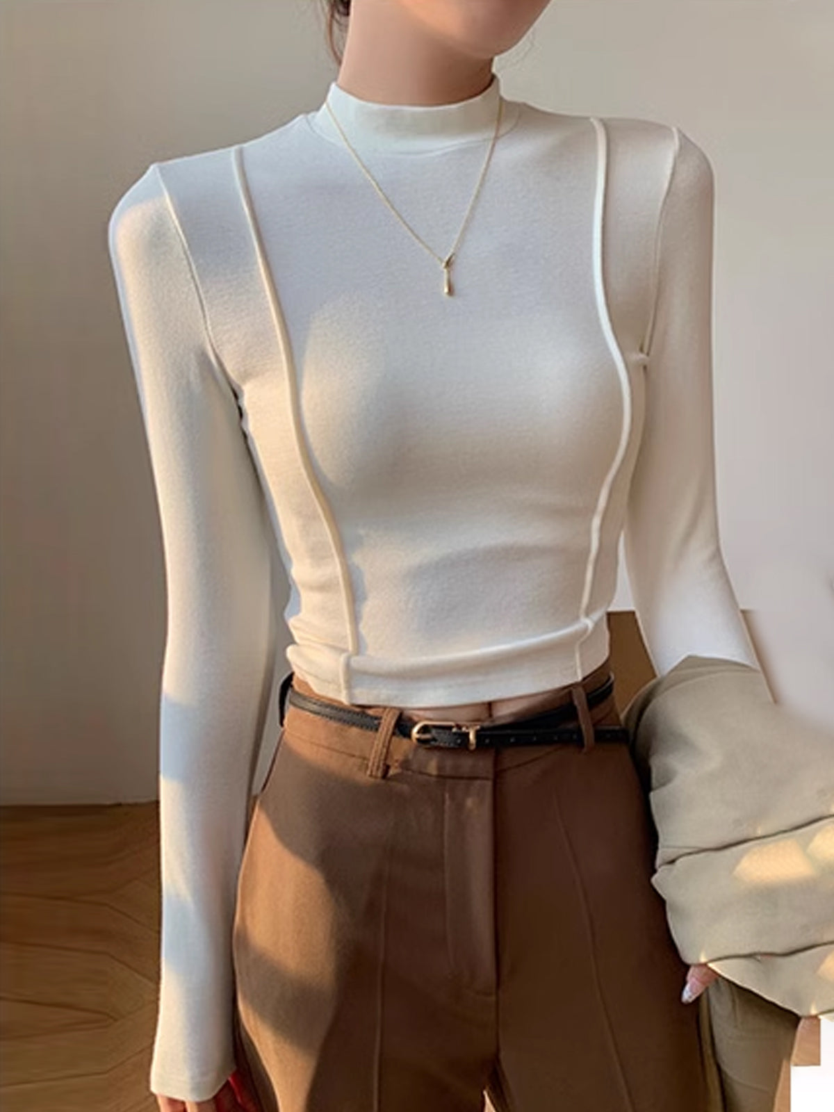 Simple Jersey Piping Blouse