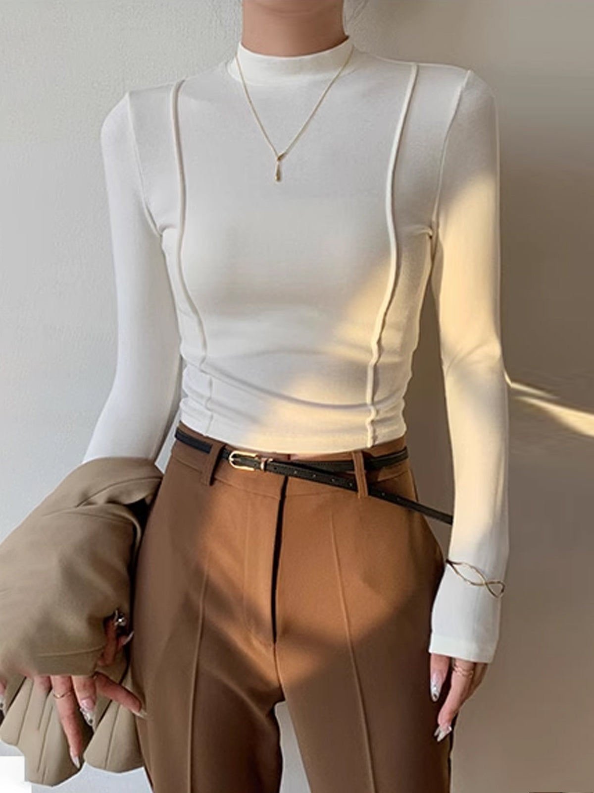Simple Jersey Piping Blouse