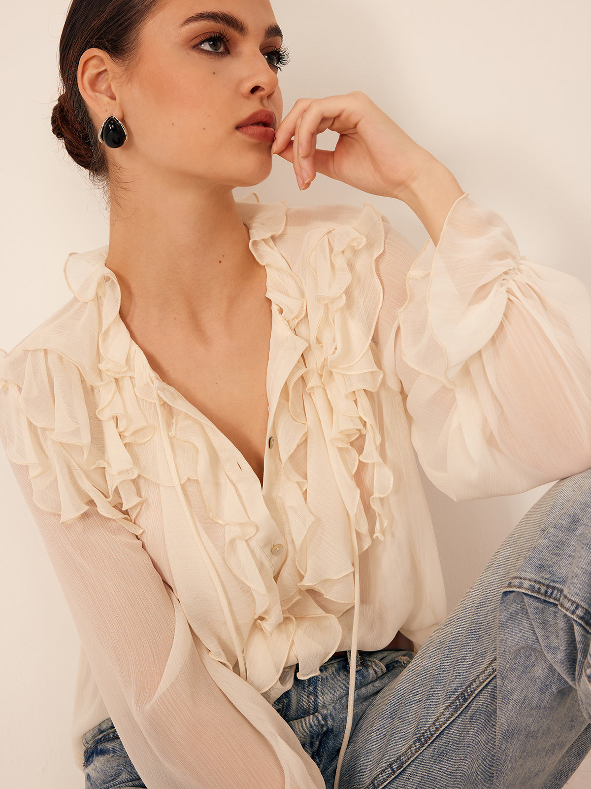 Thin Ruffled Chiffon Blouse