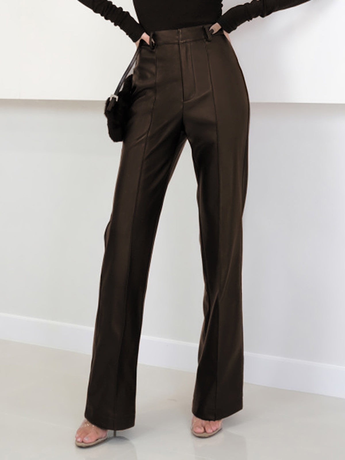 High-Waisted Eco-Leather Pants
