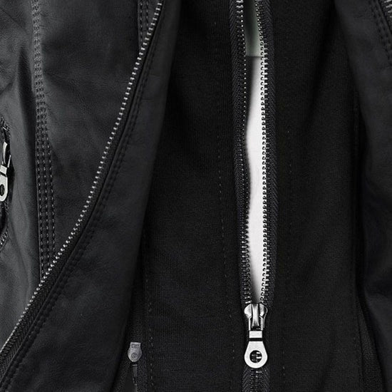 Sophia Rebel™ | Women's Windproof Leather Jacket with Hood