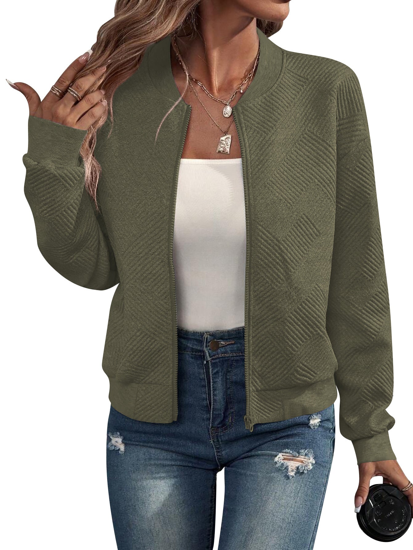 Elwira – Structural bomber jacket with zipper