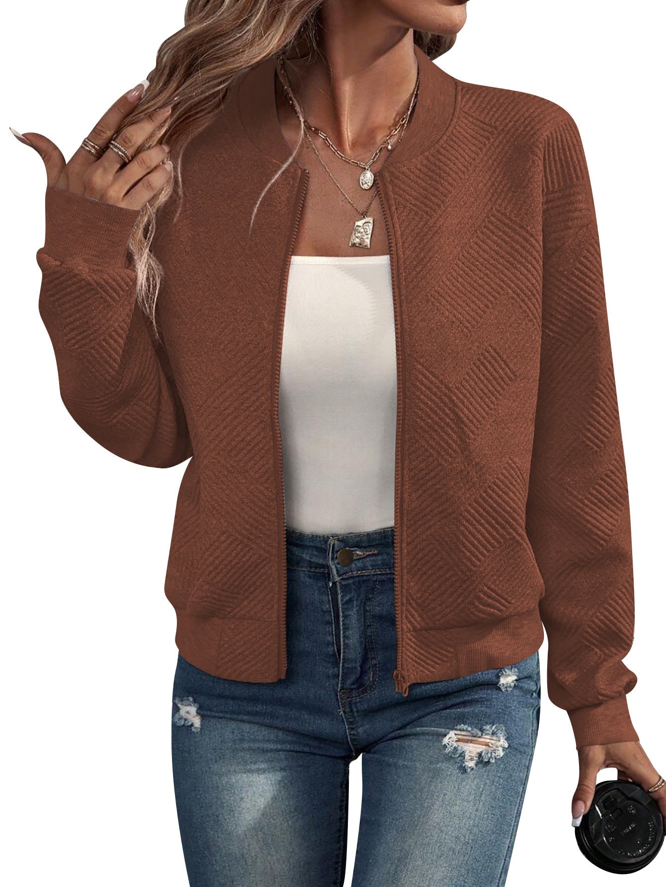 Elwira – Structural bomber jacket with zipper
