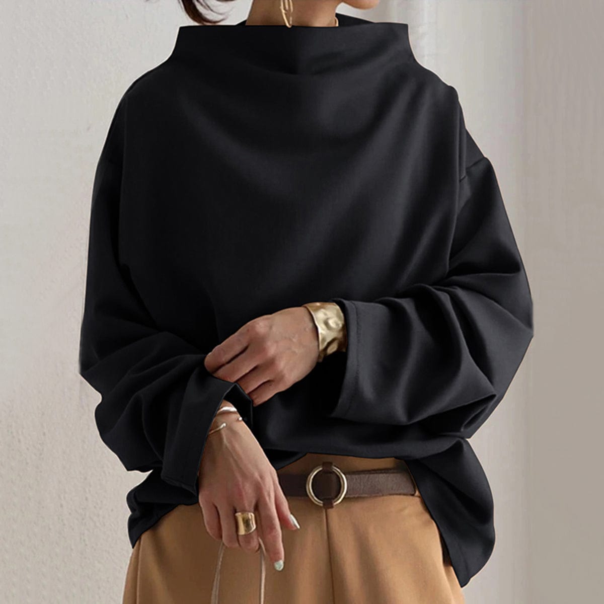 Elly | Soft Knit Top with High Collar