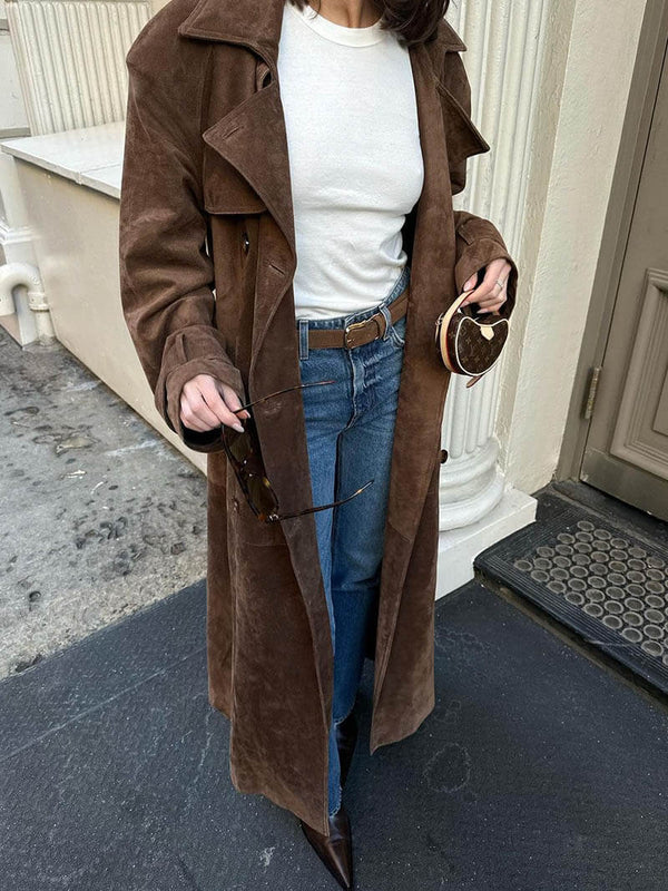 Floriana - Elegant Suede Trench Coat