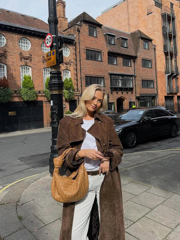 Floriana - Elegant Suede Trench Coat