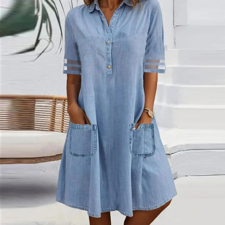 Jane | Mini Denim Dress with Side Pockets