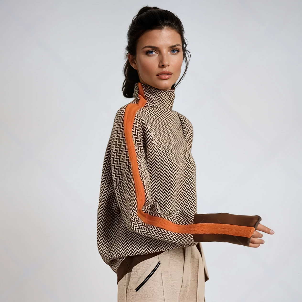 Marilou™ | High Neck Sweater with Striking Contrast Stripes