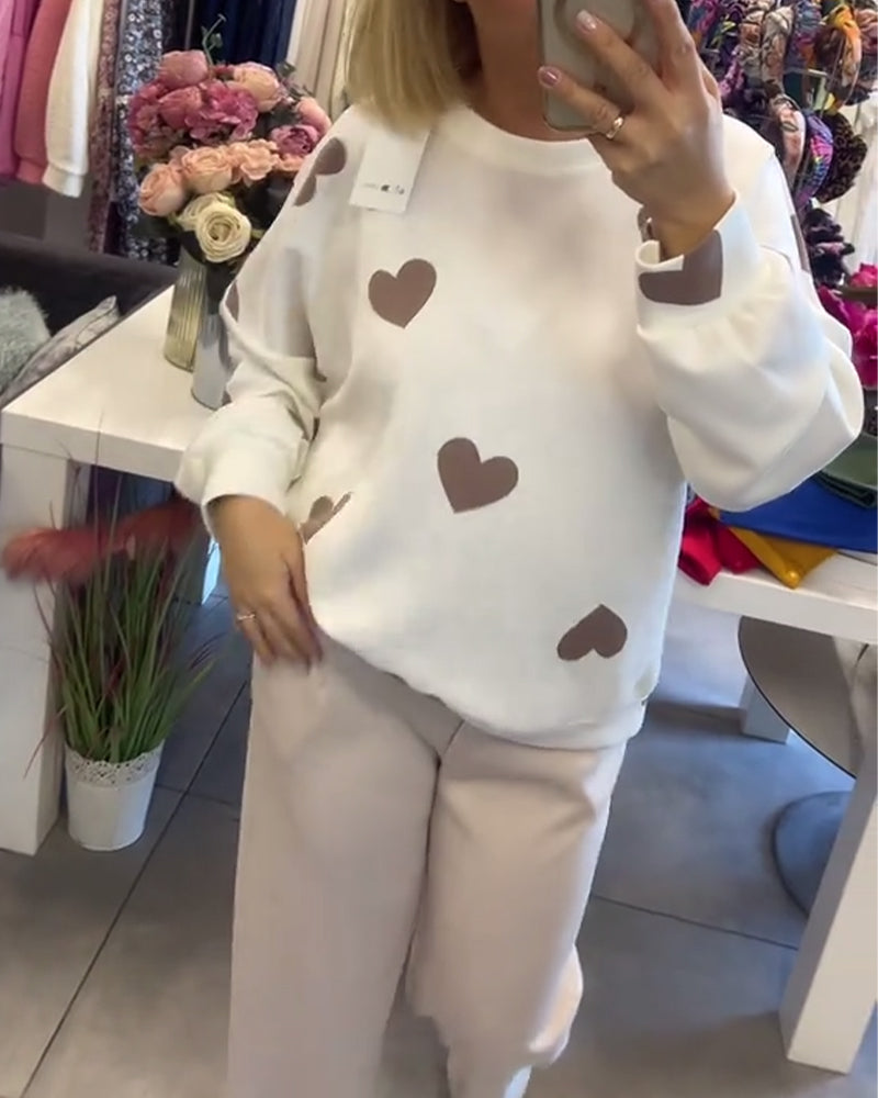 Savannah – Cotton Blend Sweater with Hearts