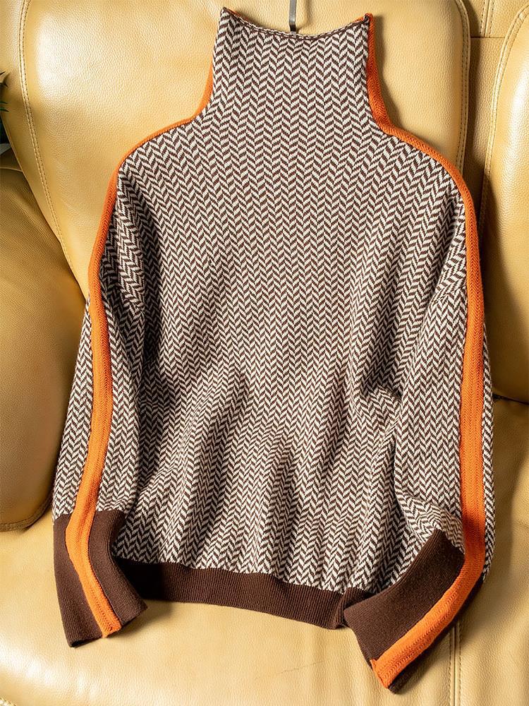 Marilou™ | High Neck Sweater with Striking Contrast Stripes