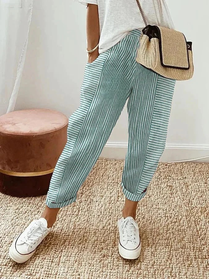Emilia | Loose Cotton Striped Pants