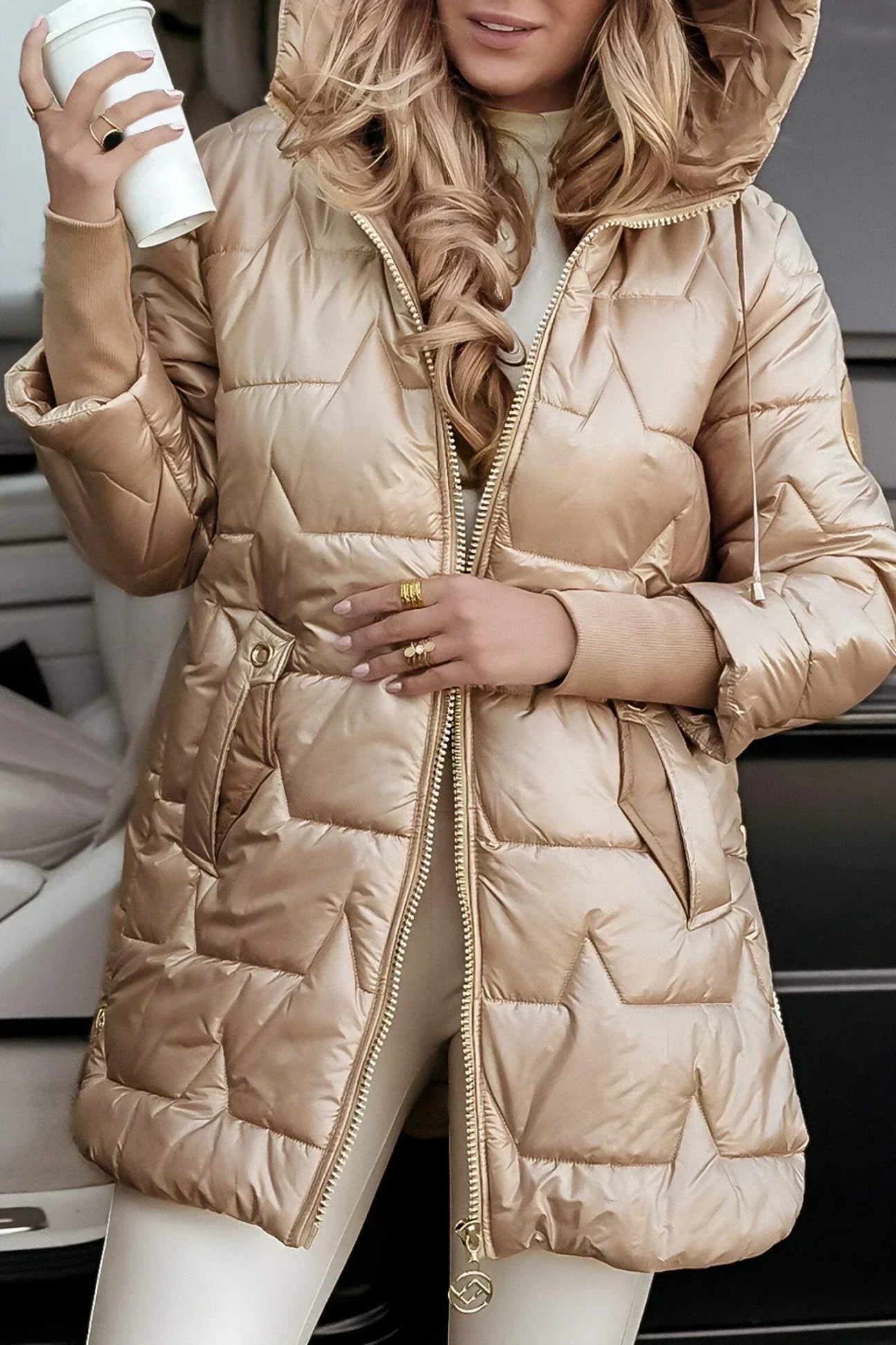 Irena™ - Elegant Winter Coat with Hood and Filling